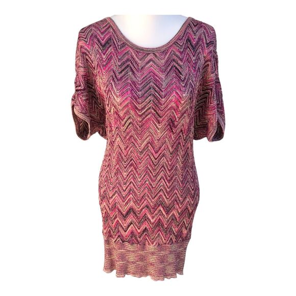 INC Multi Colored 90's Retro Knit Pullover Mini Dress or Tunic Top Sweater Sz XL - Picture 1 of 10